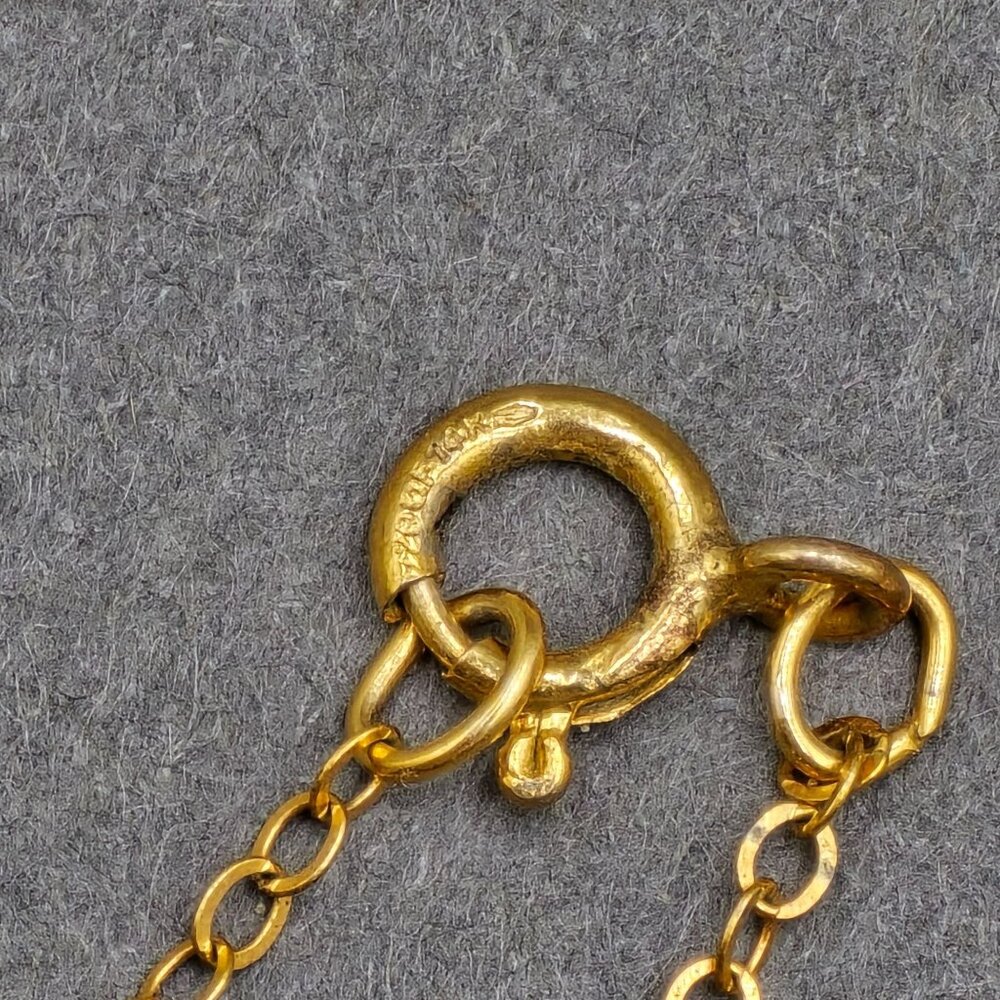 Vintage 14K Gold Filled Jade Heart Necklace 16" Five Station Dangle Minimalist - Picture 5 of 11